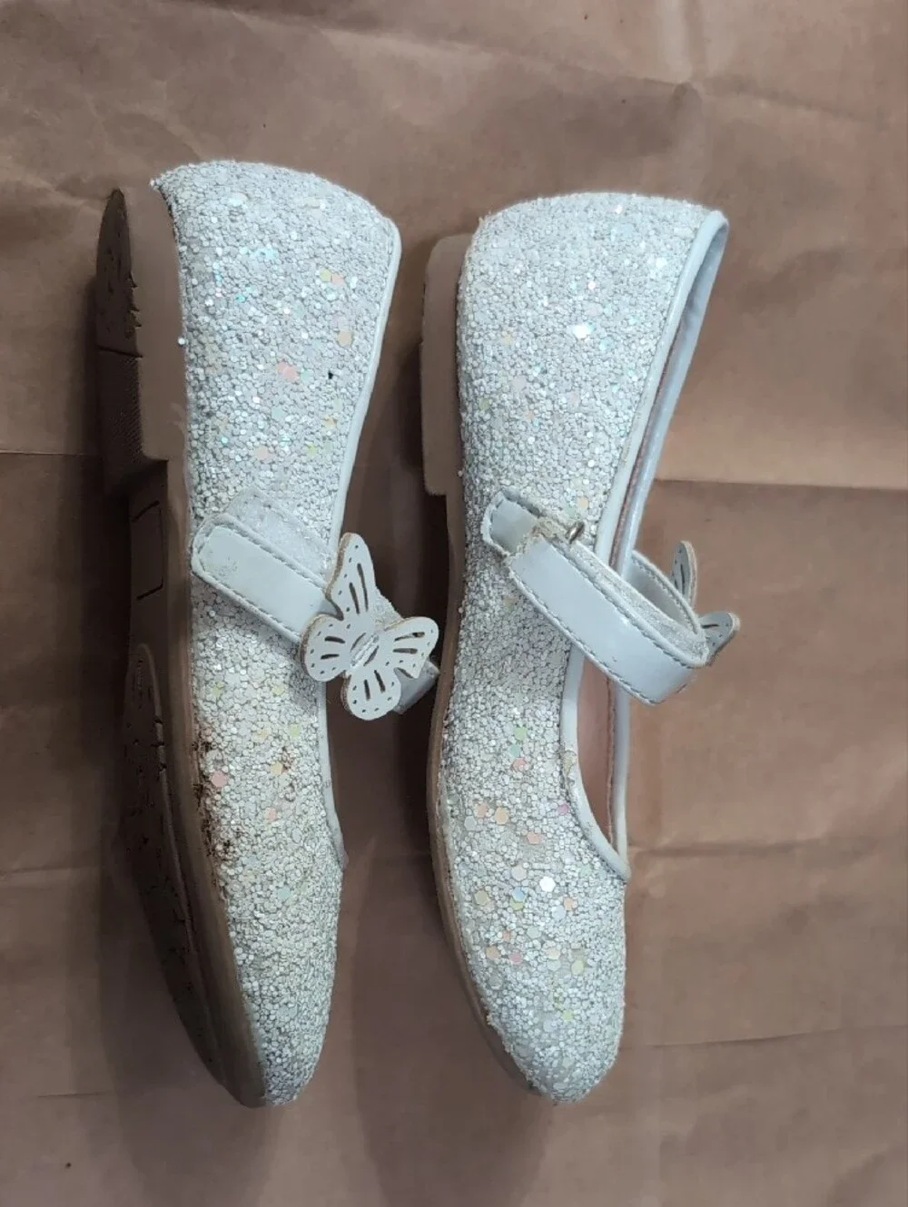 Girls Sparkle Mary Jane and Bow Ballet Flats - Pink & Ivory